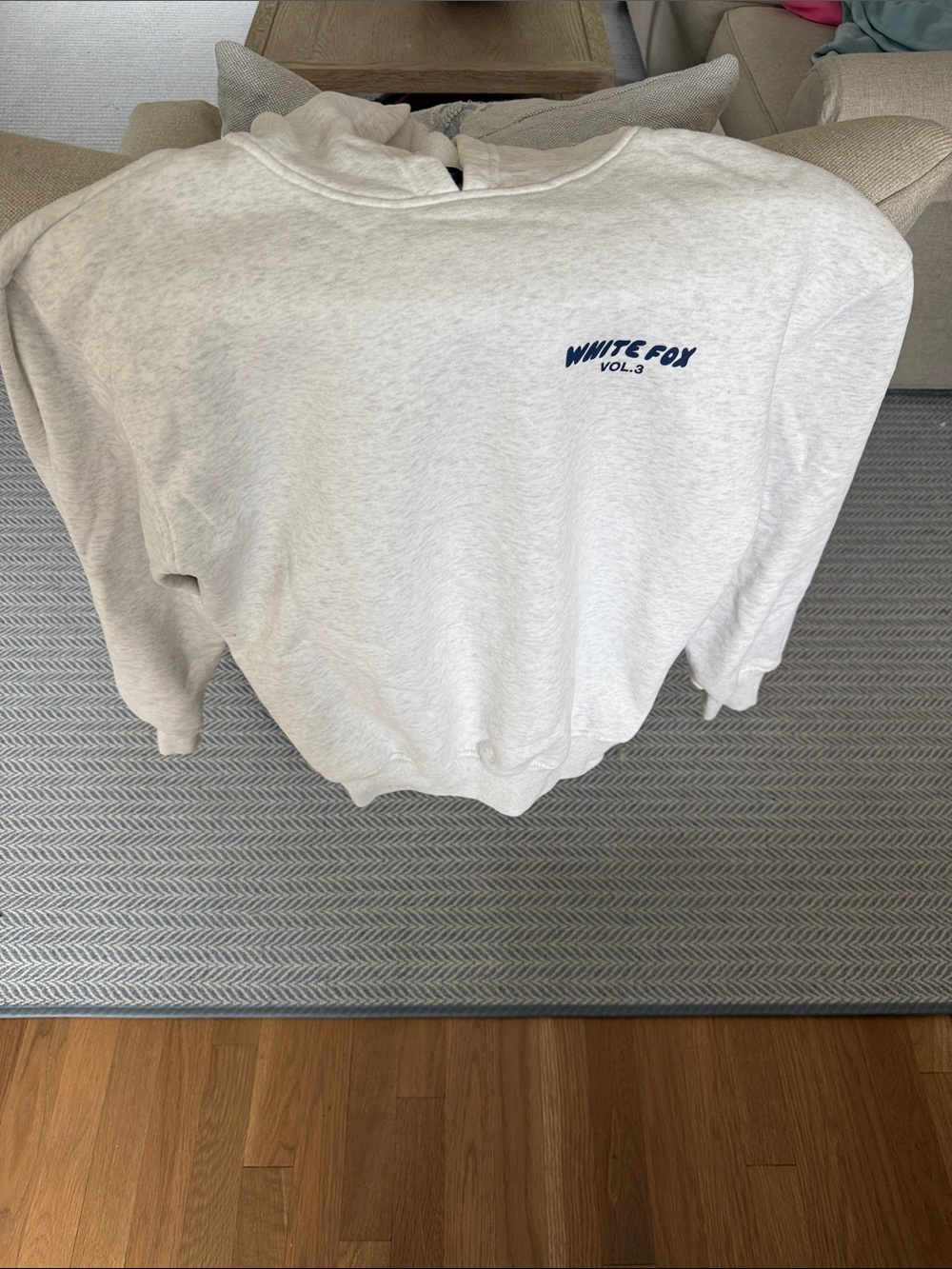 White Fox Boutique Crewneck Sweatshirt - Light Gray with Navy Logo